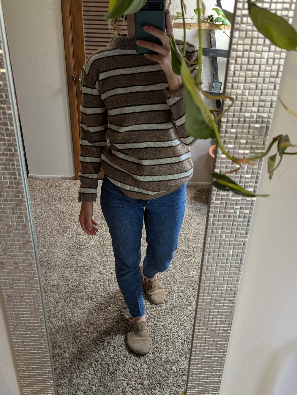 Brown And White Striped Vintage Sears Sweater From The 70s